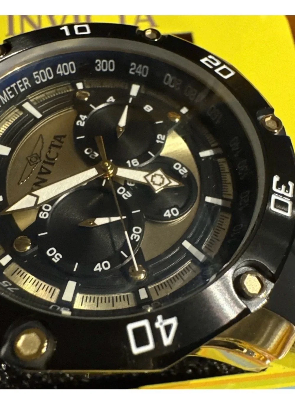 Invicta 28754 Pro Diver Men's Black and Gold Chronograph Watch